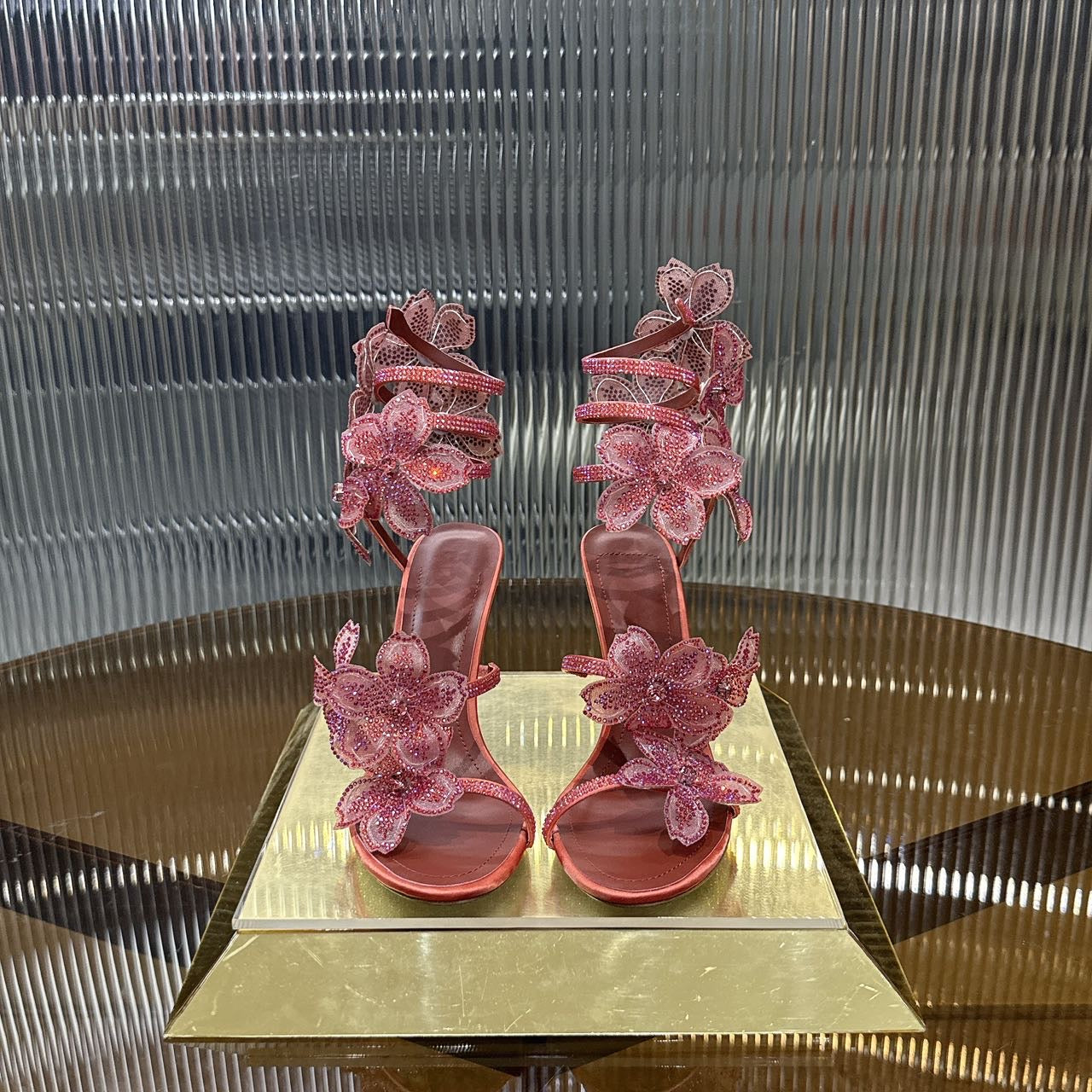 Rene Caovilla Peach Flower Sandal