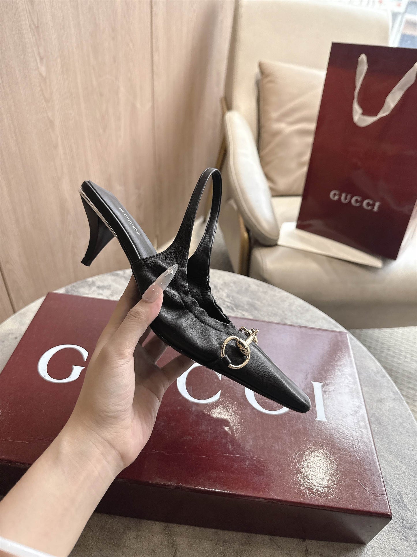 Gucci Vittoria Slingback Pump With Elastic