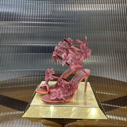 Rene Caovilla Peach Flower Sandal
