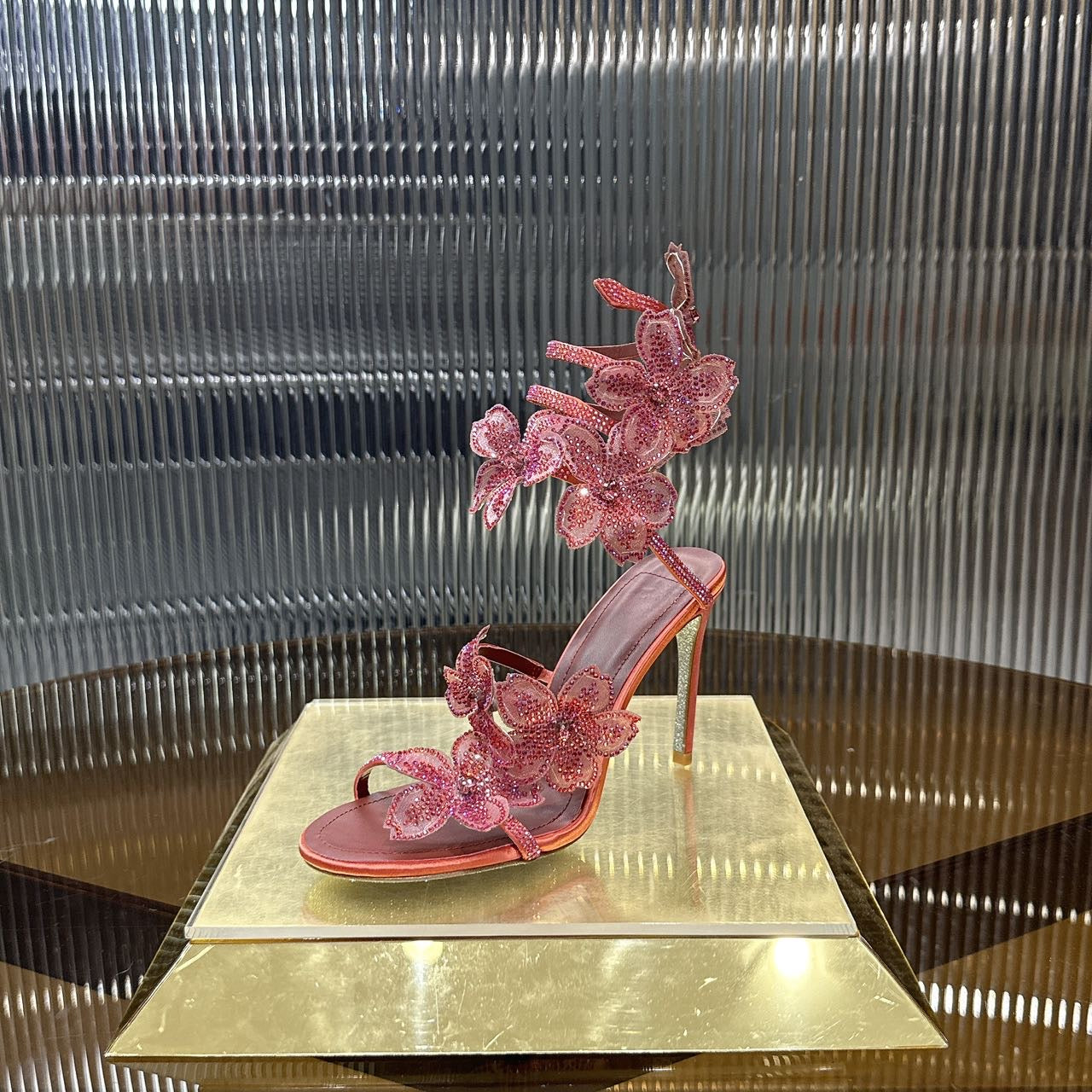 Rene Caovilla Peach Flower Sandal