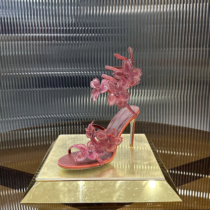 Rene Caovilla Peach Flower Sandal