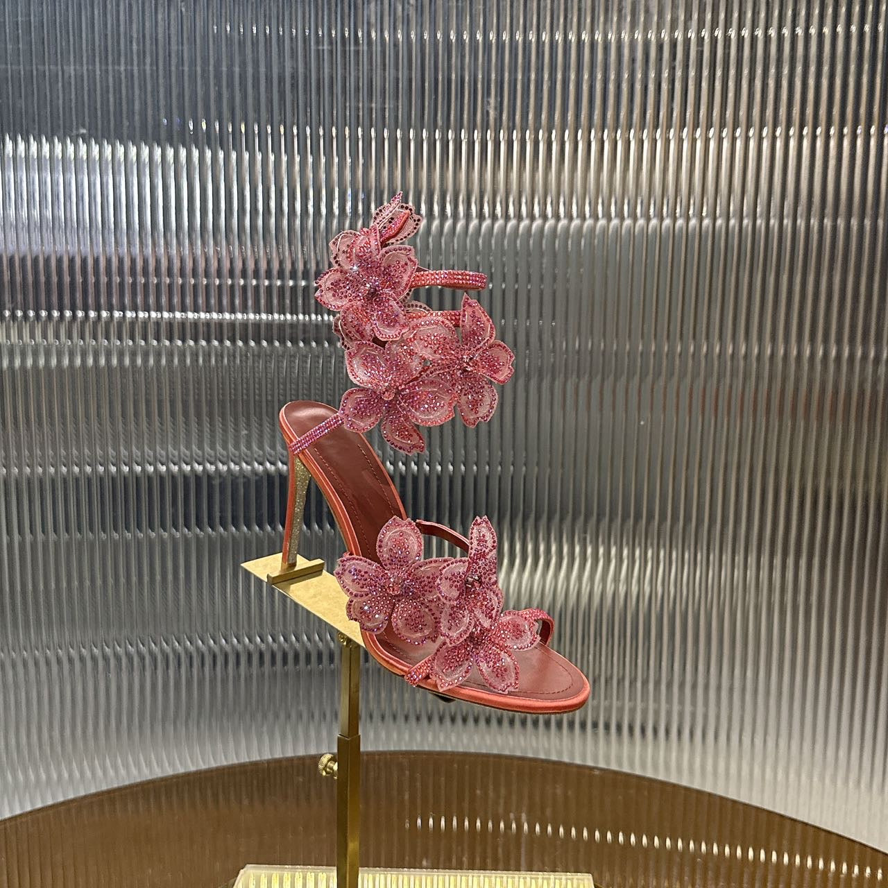 Rene Caovilla Peach Flower Sandal
