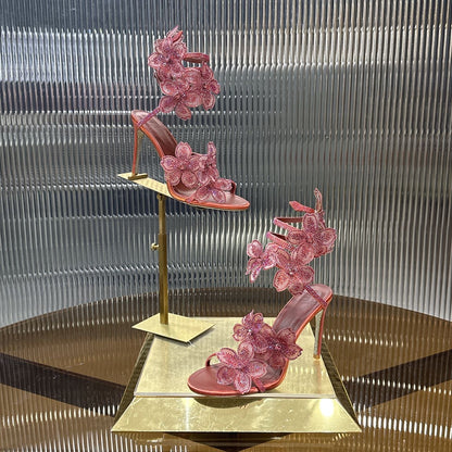 Rene Caovilla Peach Flower Sandal