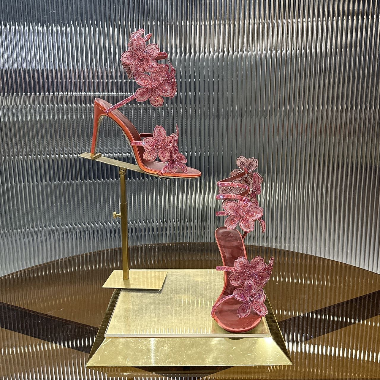 Rene Caovilla Peach Flower Sandal