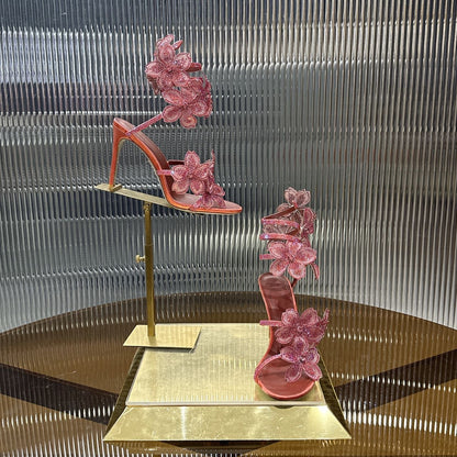 Rene Caovilla Peach Flower Sandal
