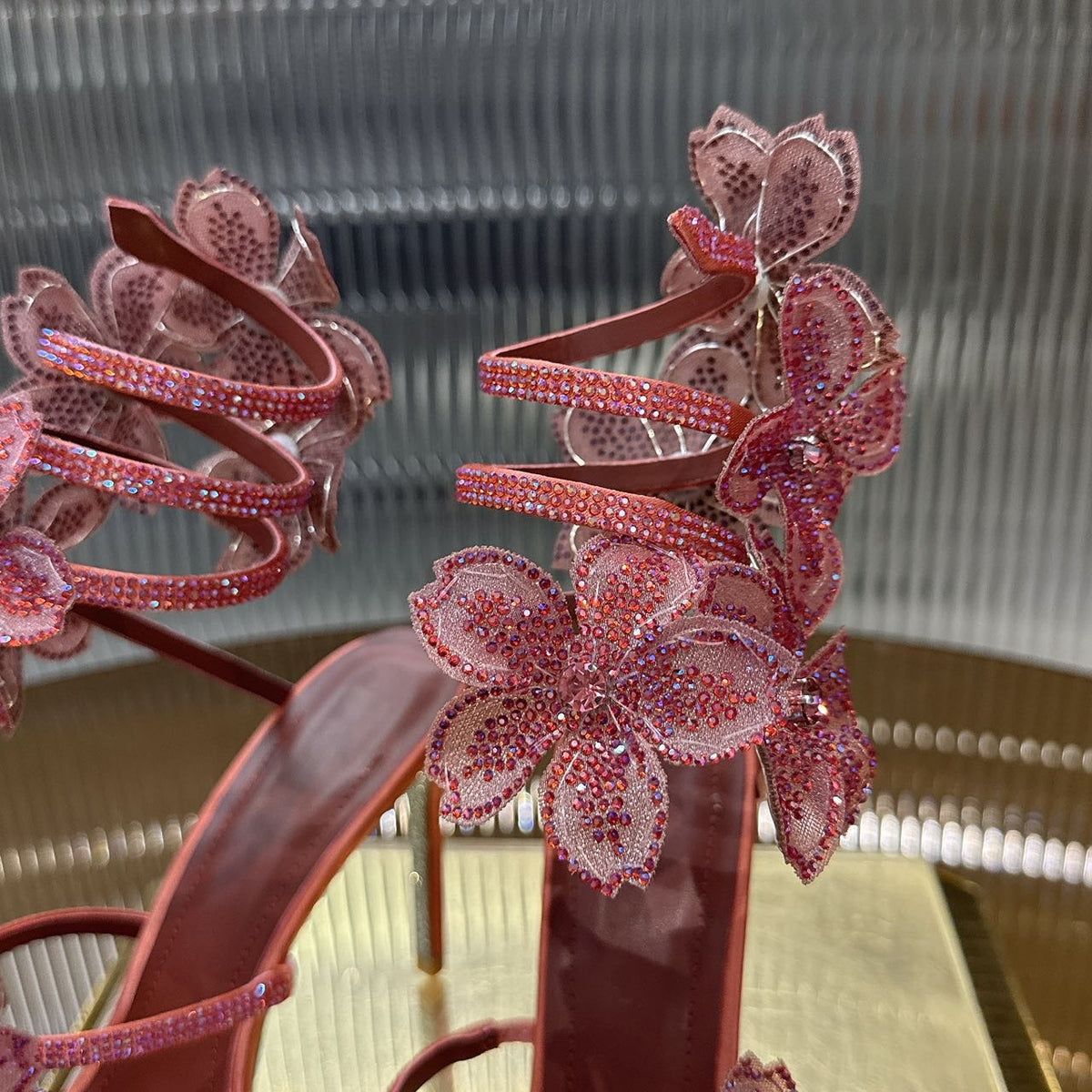 Rene Caovilla Peach Flower Sandal