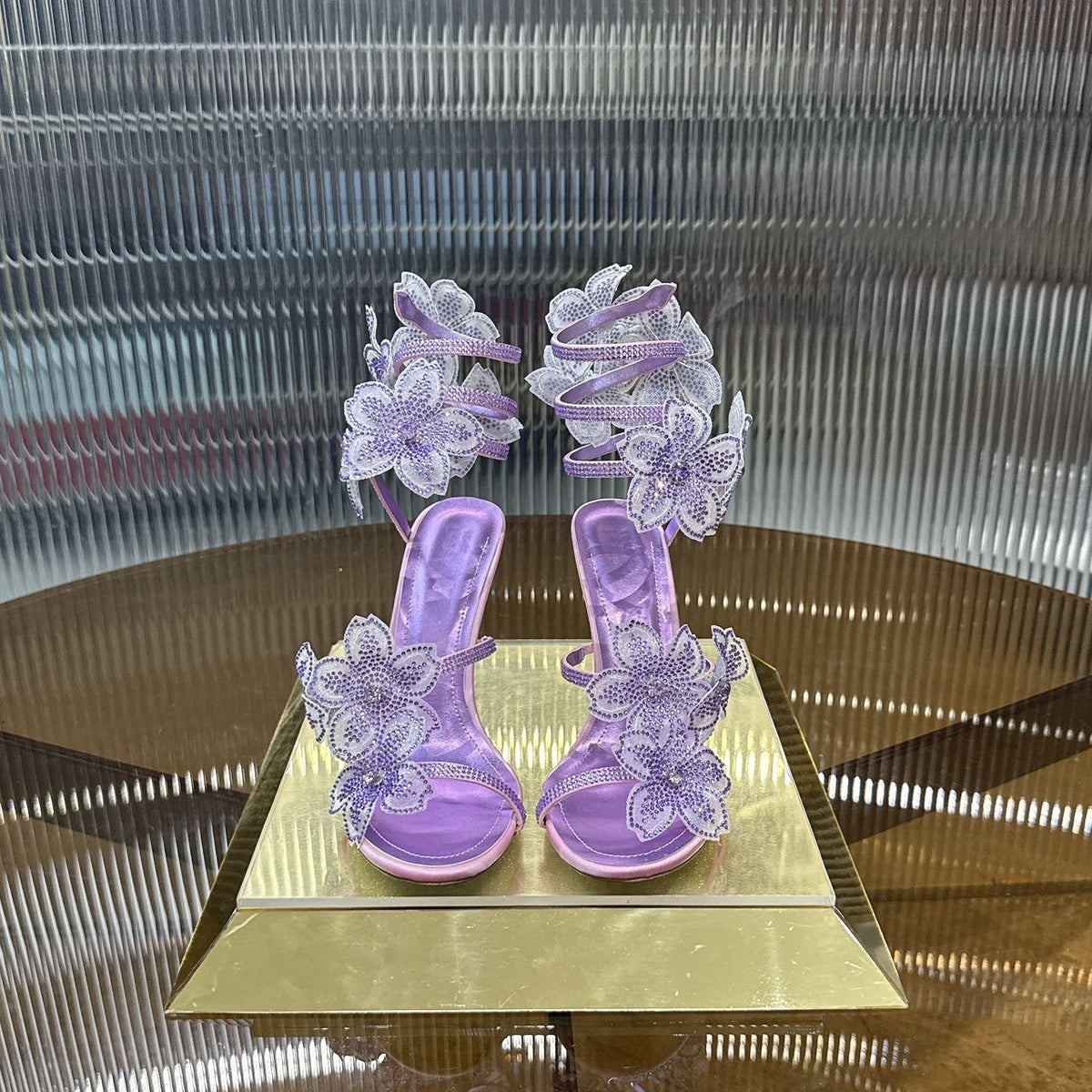 Rene Caovilla Peach Flower Sandal