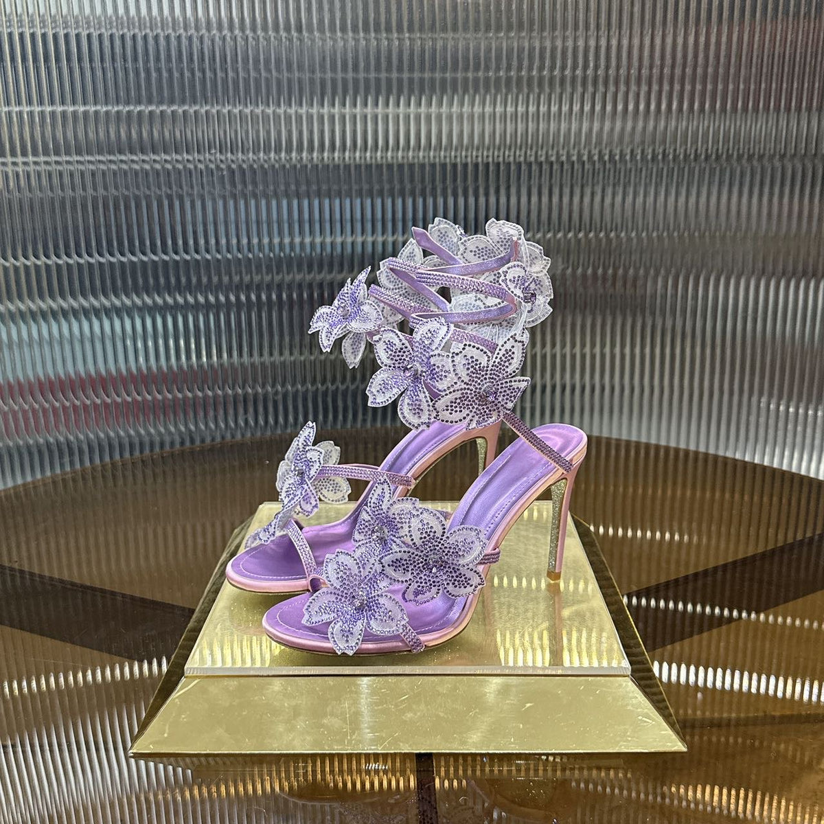 Rene Caovilla Peach Flower Sandal