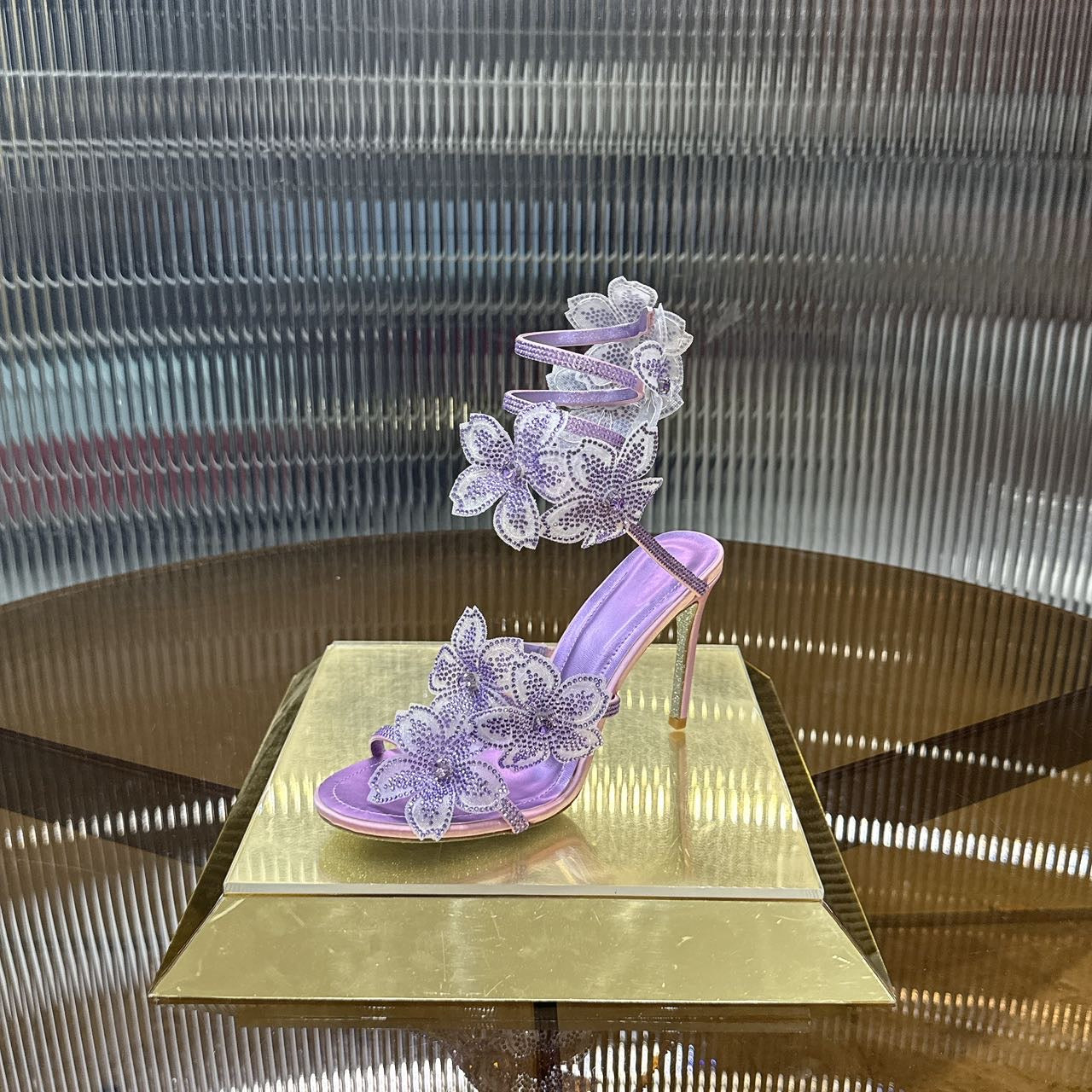Rene Caovilla Peach Flower Sandal