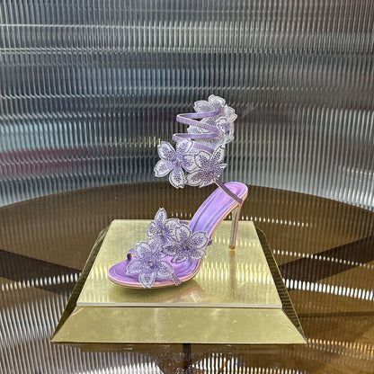 Rene Caovilla Peach Flower Sandal
