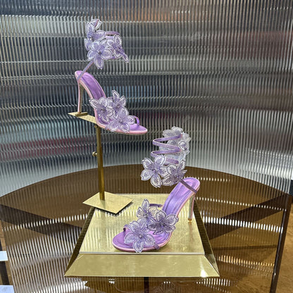 Rene Caovilla Peach Flower Sandal