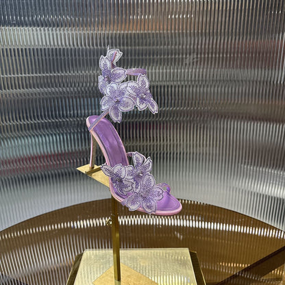 Rene Caovilla Peach Flower Sandal