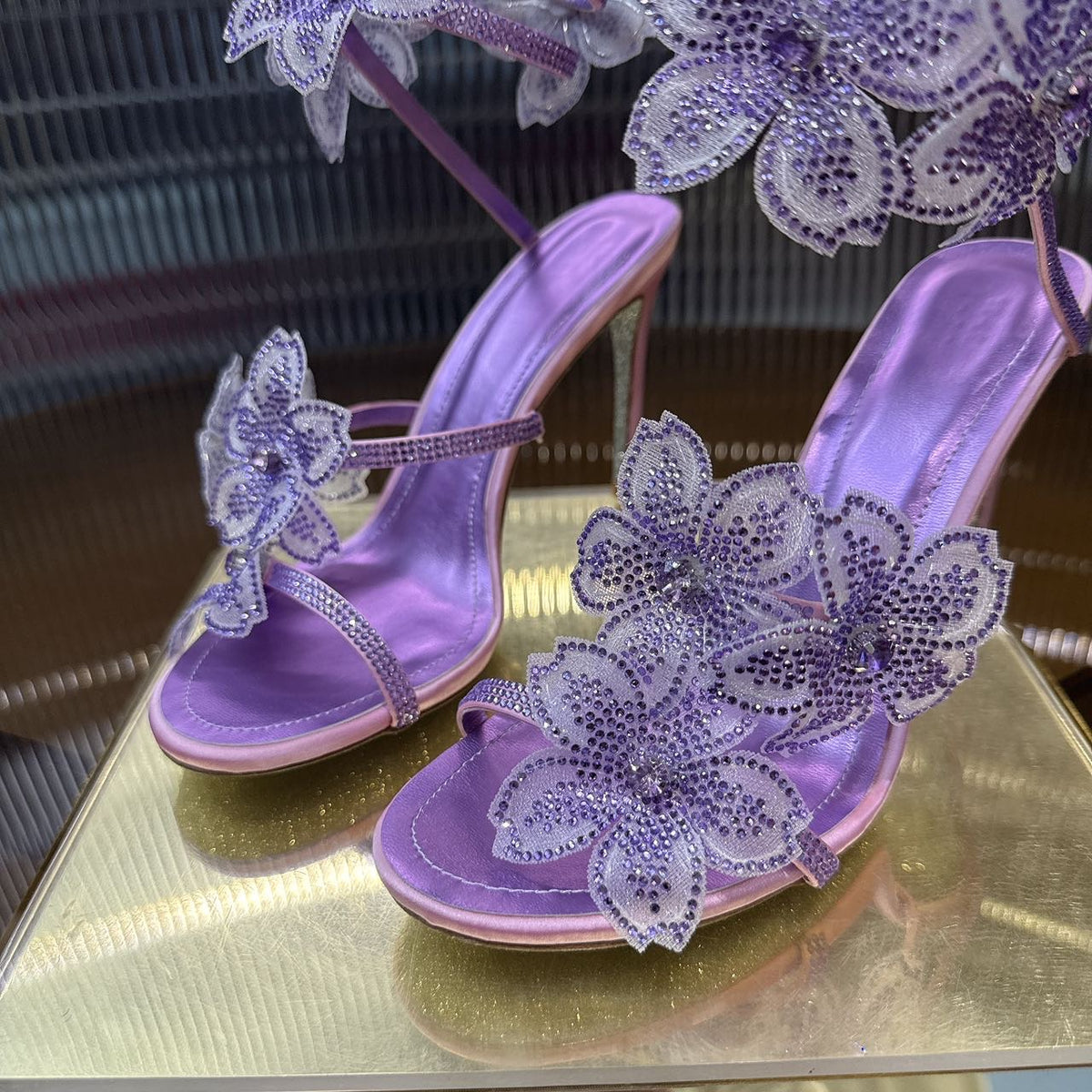 Rene Caovilla Peach Flower Sandal