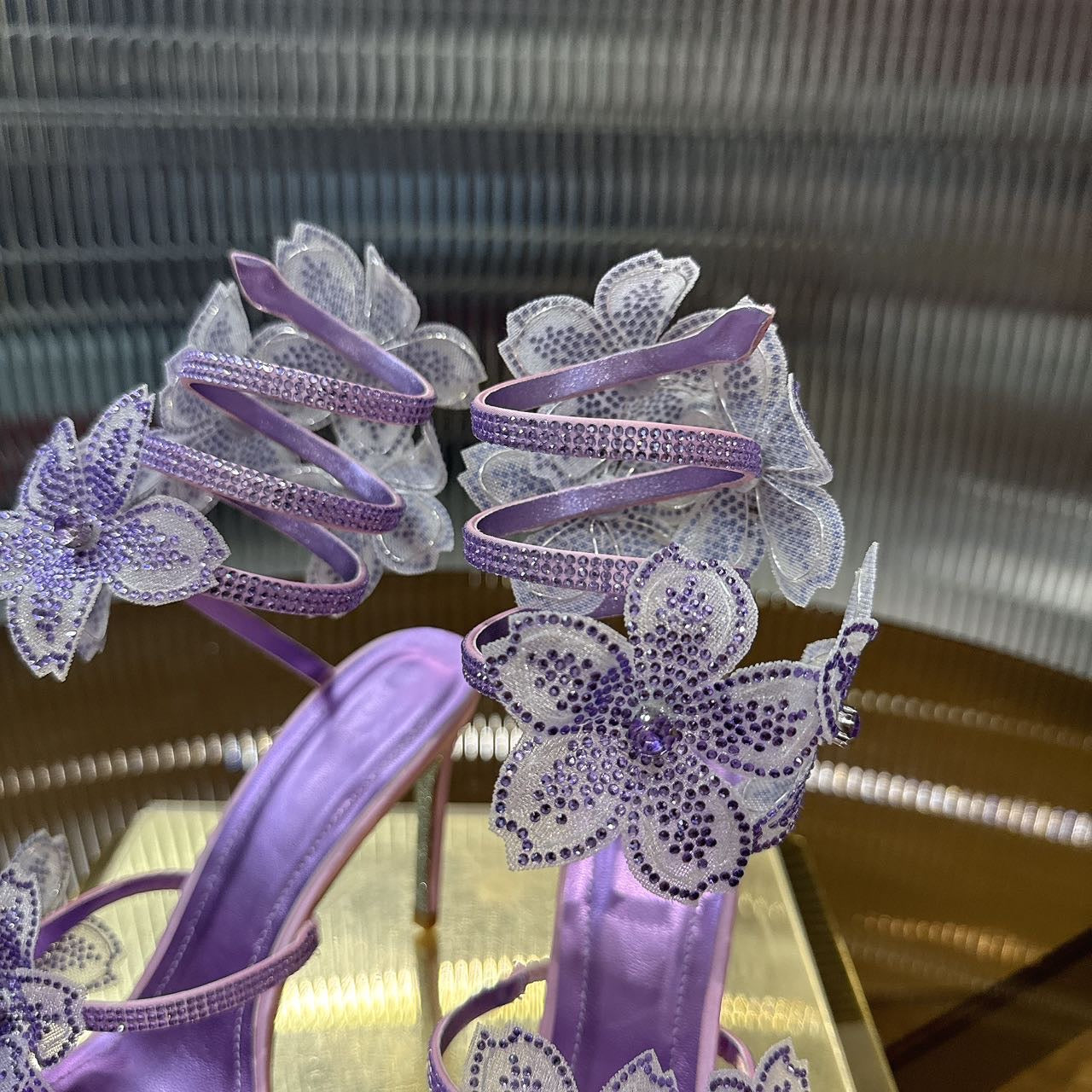 Rene Caovilla Peach Flower Sandal