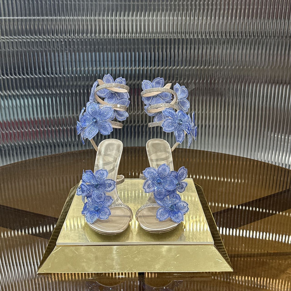 Rene Caovilla Peach Flower Sandal
