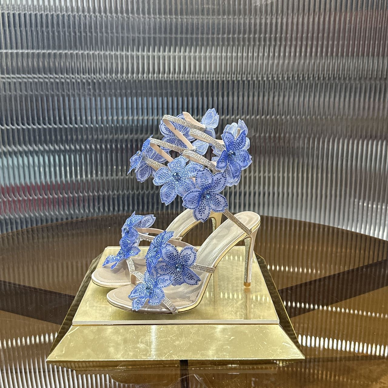 Rene Caovilla Peach Flower Sandal