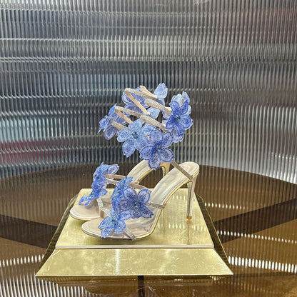 Rene Caovilla Peach Flower Sandal