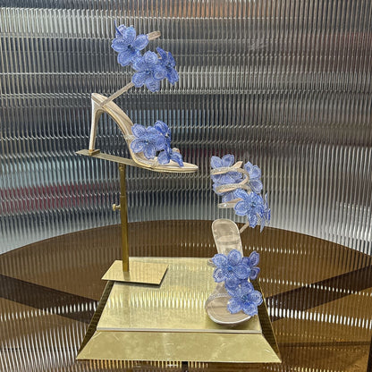 Rene Caovilla Peach Flower Sandal