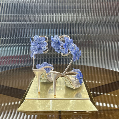 Rene Caovilla Peach Flower Sandal