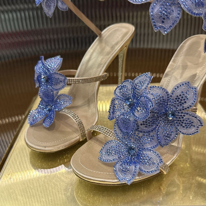 Rene Caovilla Peach Flower Sandal