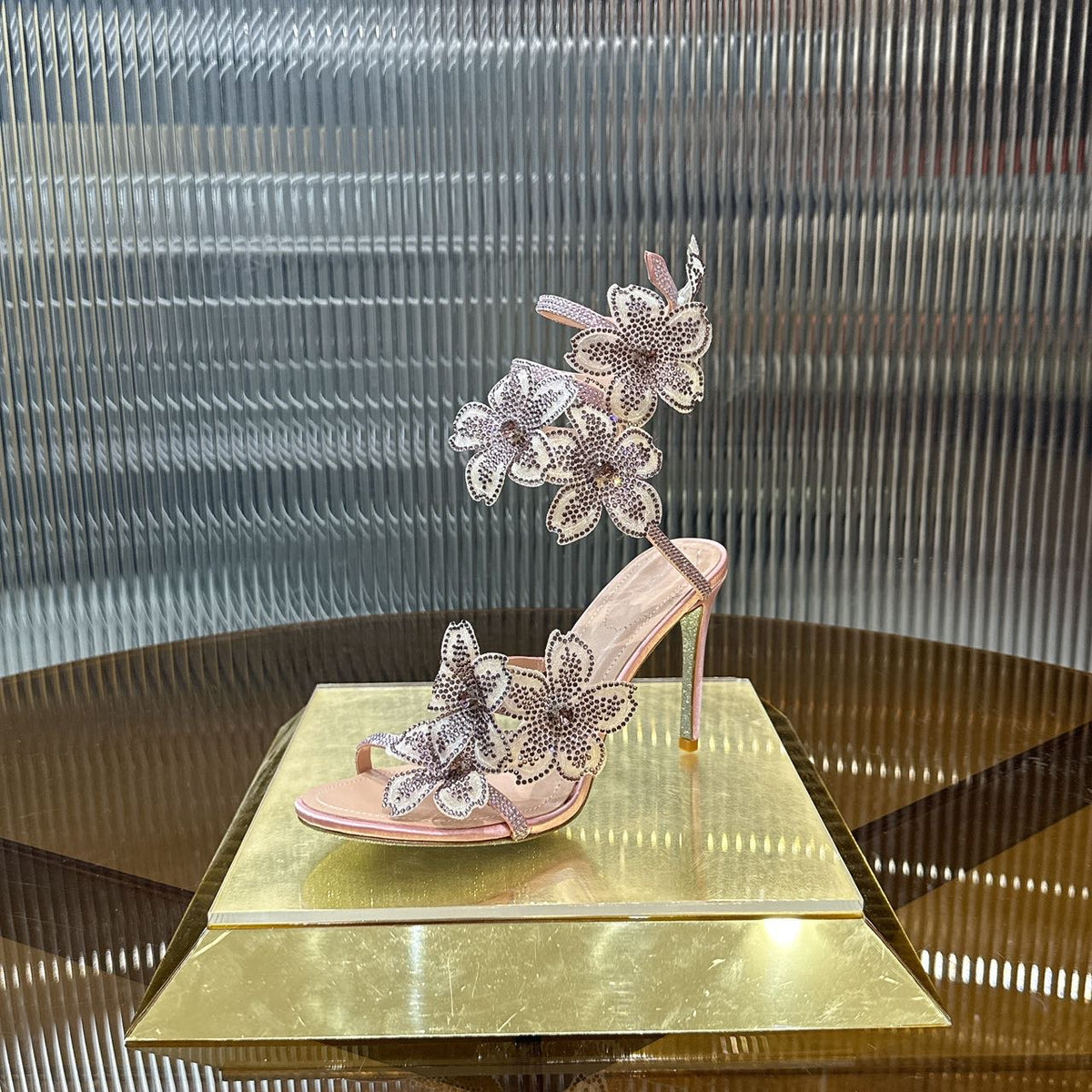 Rene Caovilla Peach Flower Sandal