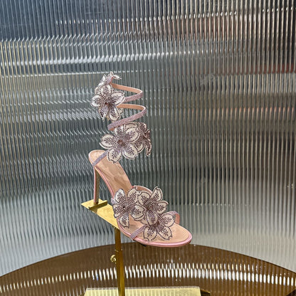 Rene Caovilla Peach Flower Sandal