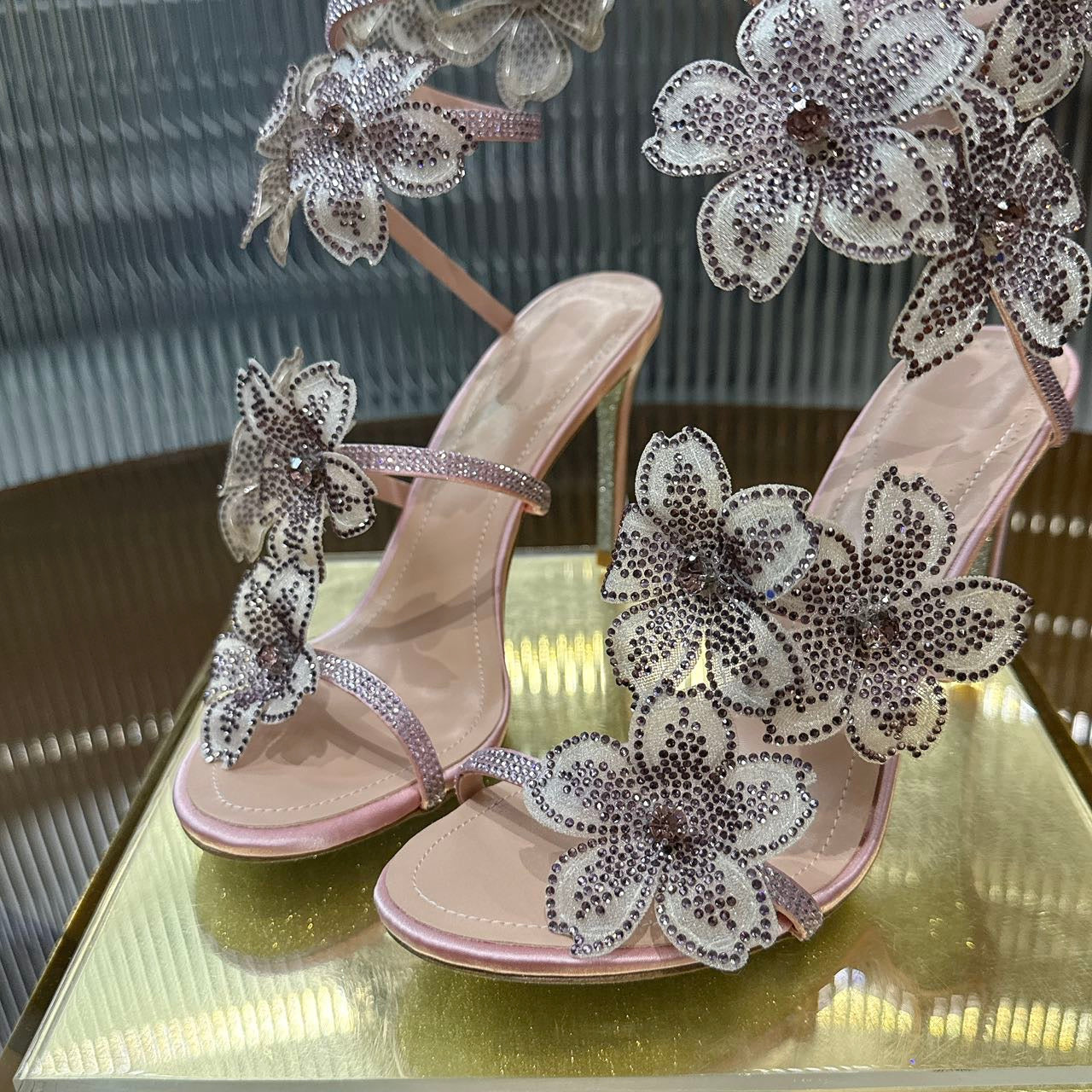 Rene Caovilla Peach Flower Sandal
