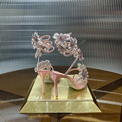 Rene Caovilla Peach Flower Sandal