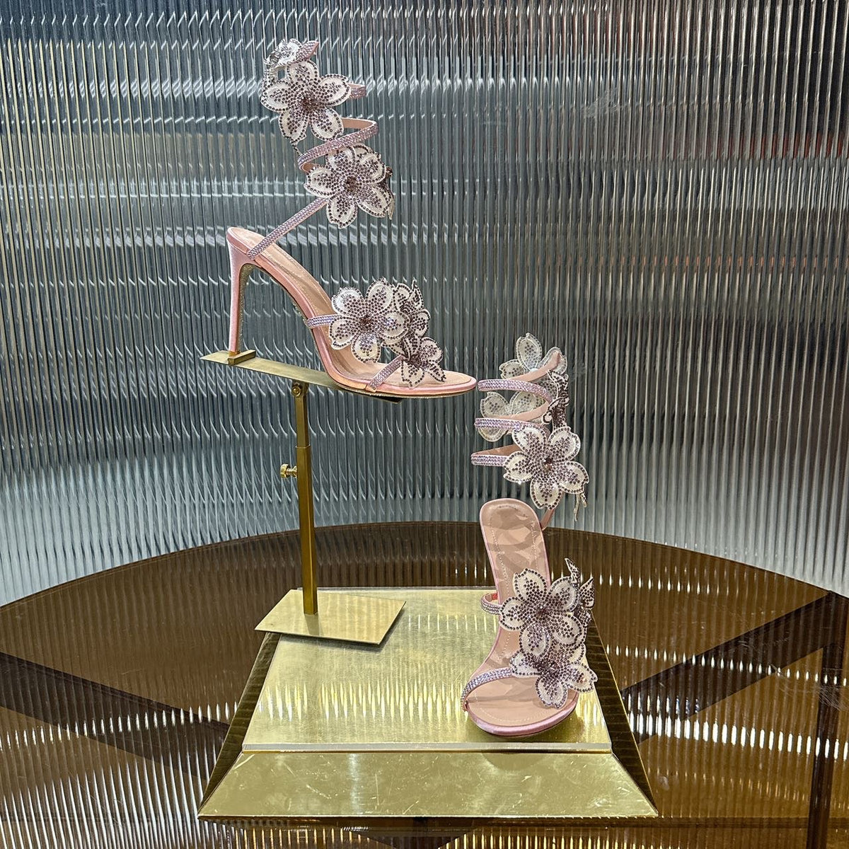 Rene Caovilla Peach Flower Sandal