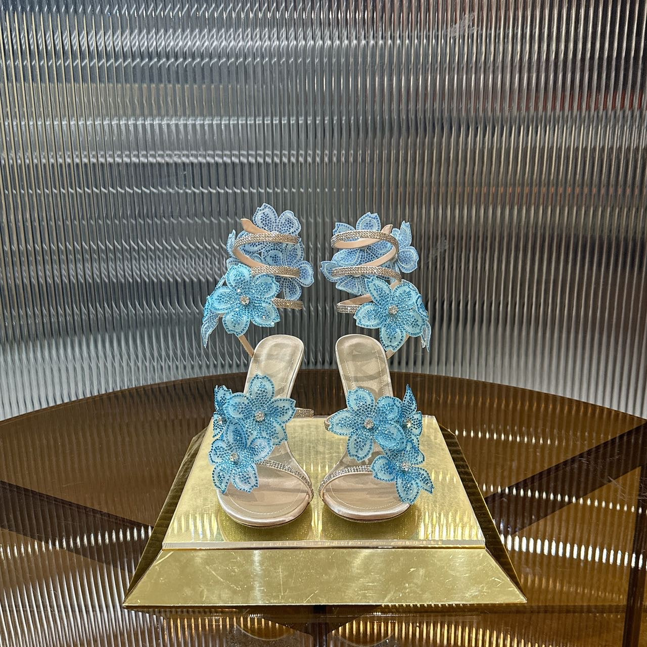Rene Caovilla Peach Flower Sandal