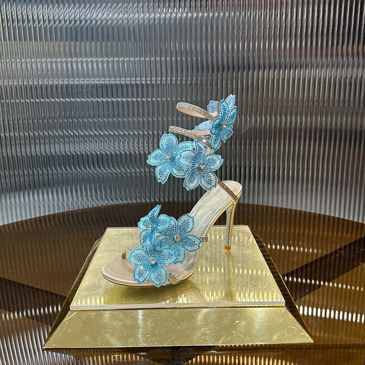 Rene Caovilla Peach Flower Sandal