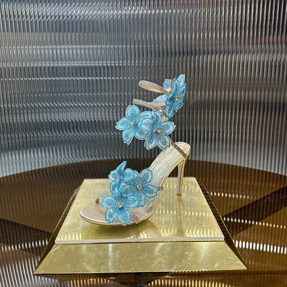 Rene Caovilla Peach Flower Sandal