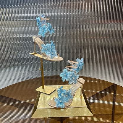 Rene Caovilla Peach Flower Sandal