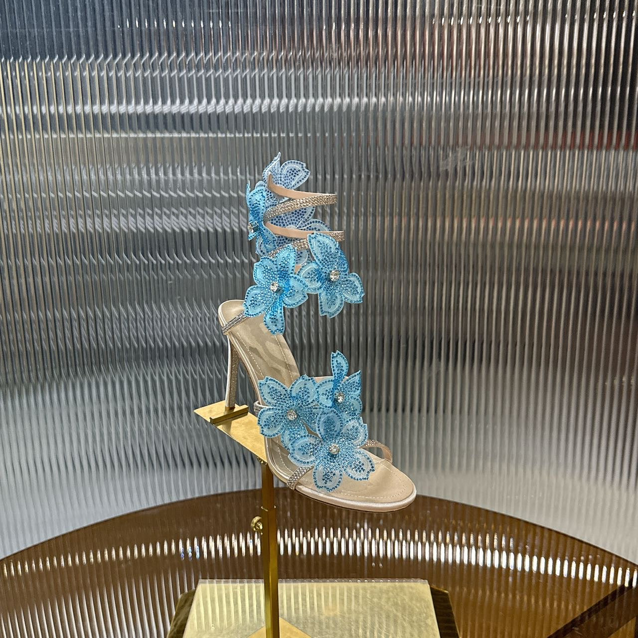 Rene Caovilla Peach Flower Sandal