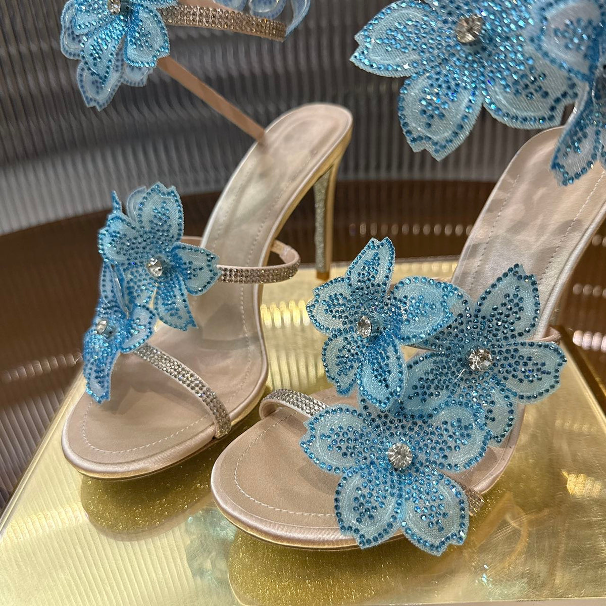 Rene Caovilla Peach Flower Sandal