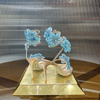 Rene Caovilla Peach Flower Sandal