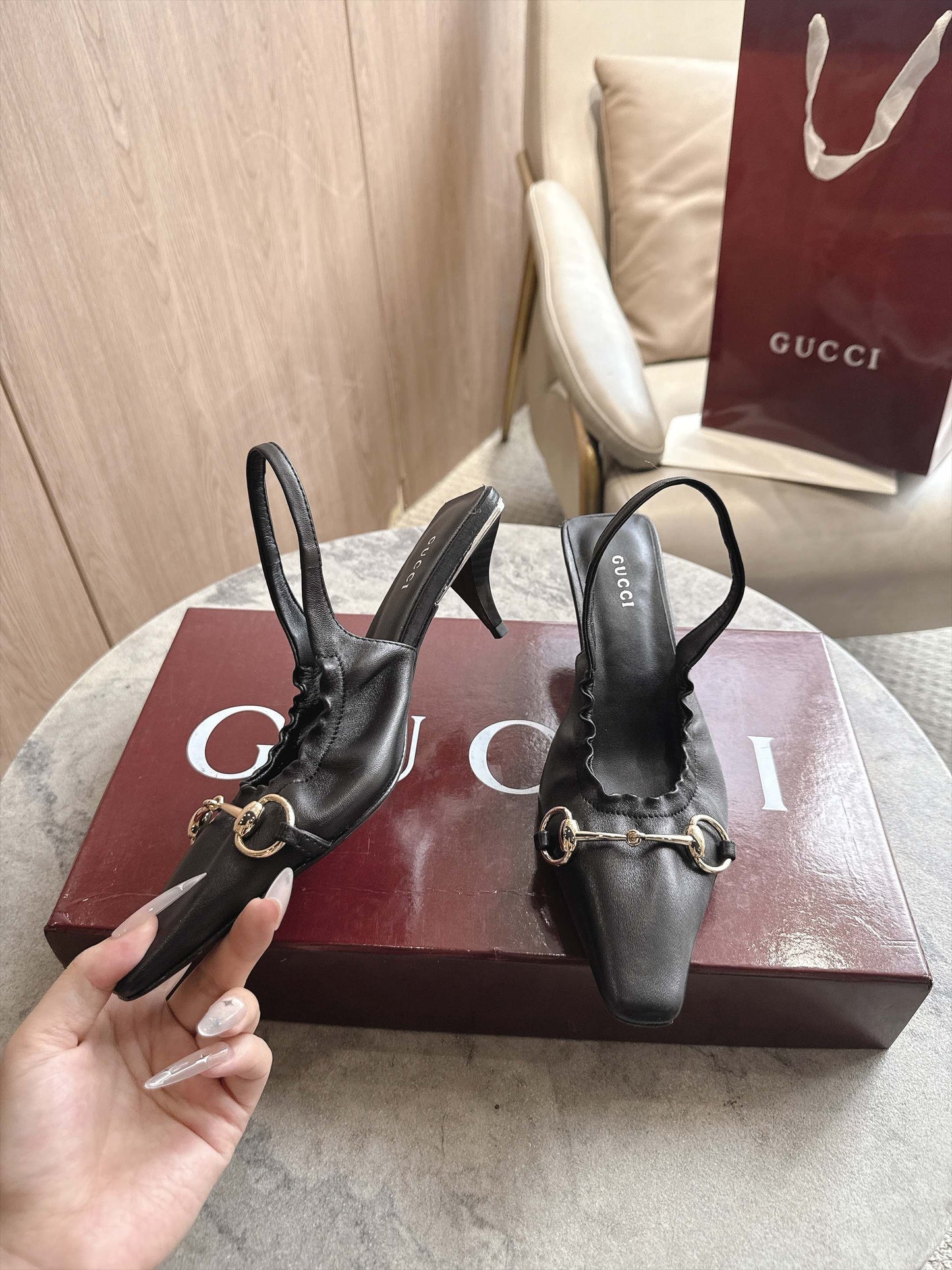 Gucci Vittoria Slingback Pump With Elastic