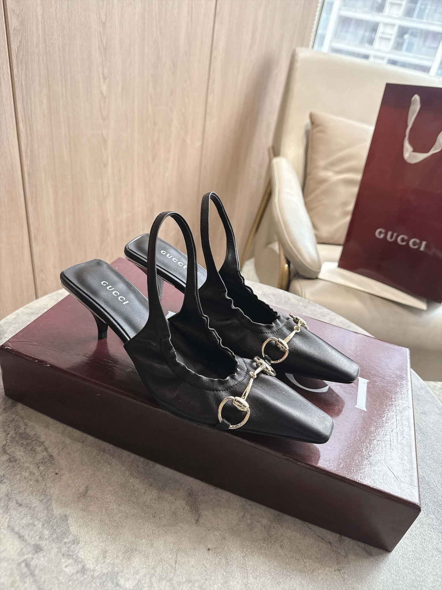 Gucci Vittoria Slingback Pump With Elastic