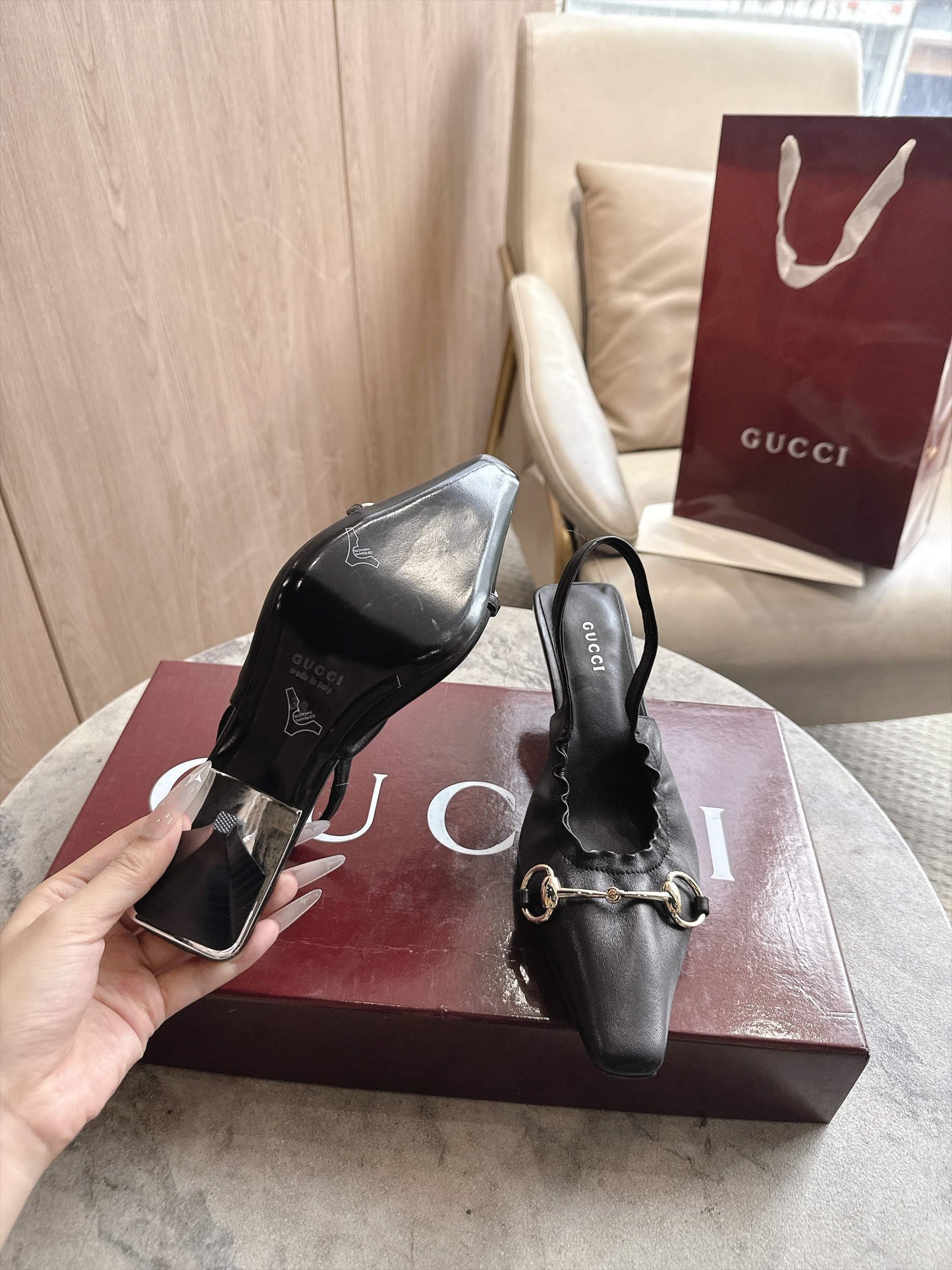 Gucci Vittoria Slingback Pump With Elastic