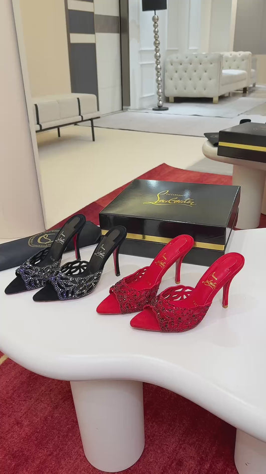 Christian Louboutin Lasera Strass Mules